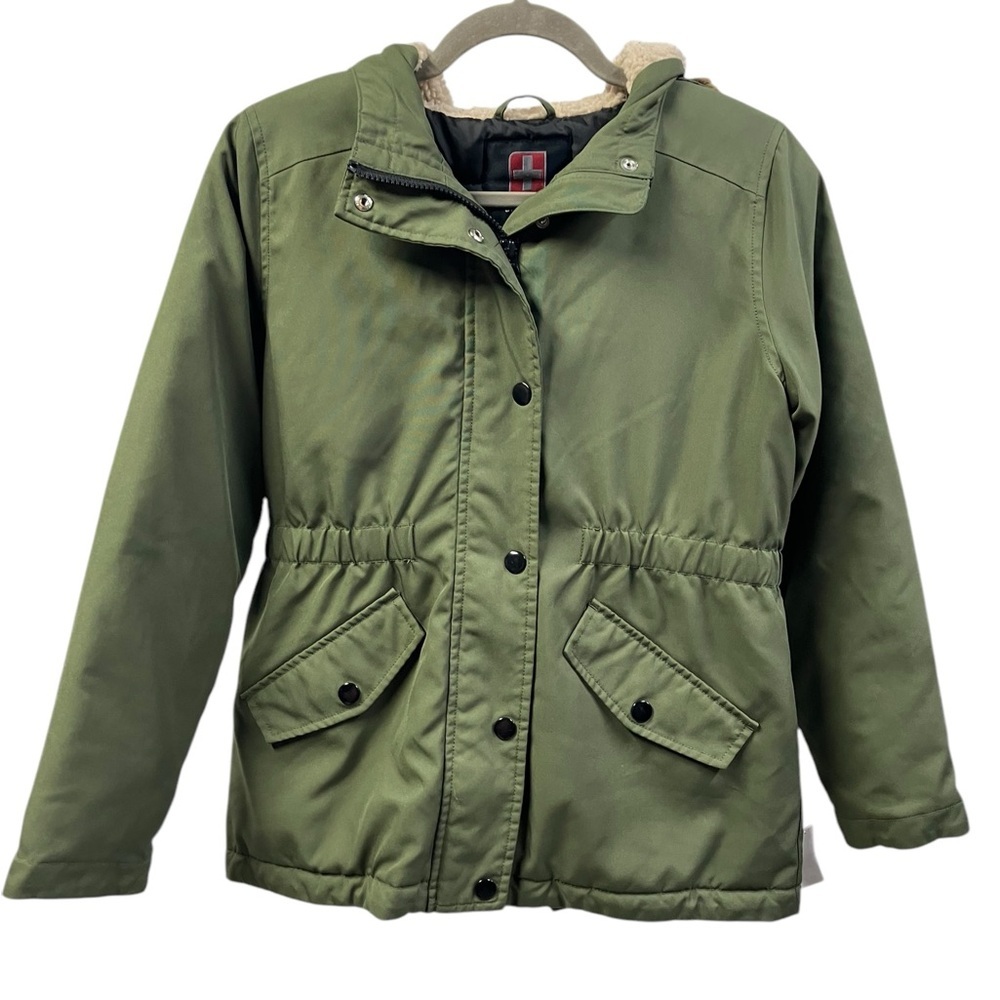 Swiss Tech Winter Hooded‎ Parka Jacket Unisex Kids Sz. XL (14-16) Dark Green